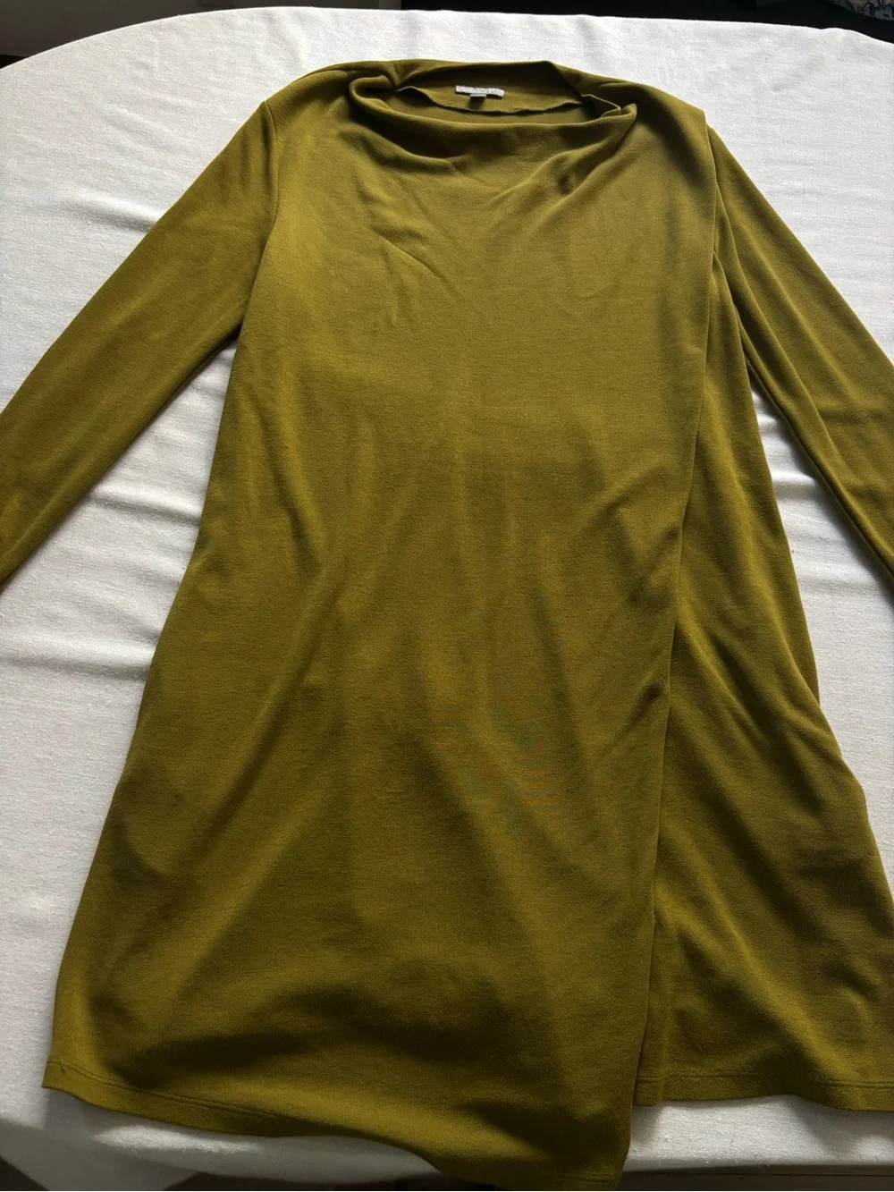 COS Olive Knitted Mock Neck Mini Dress Size M | Minimalist - Picture 1 of 7
